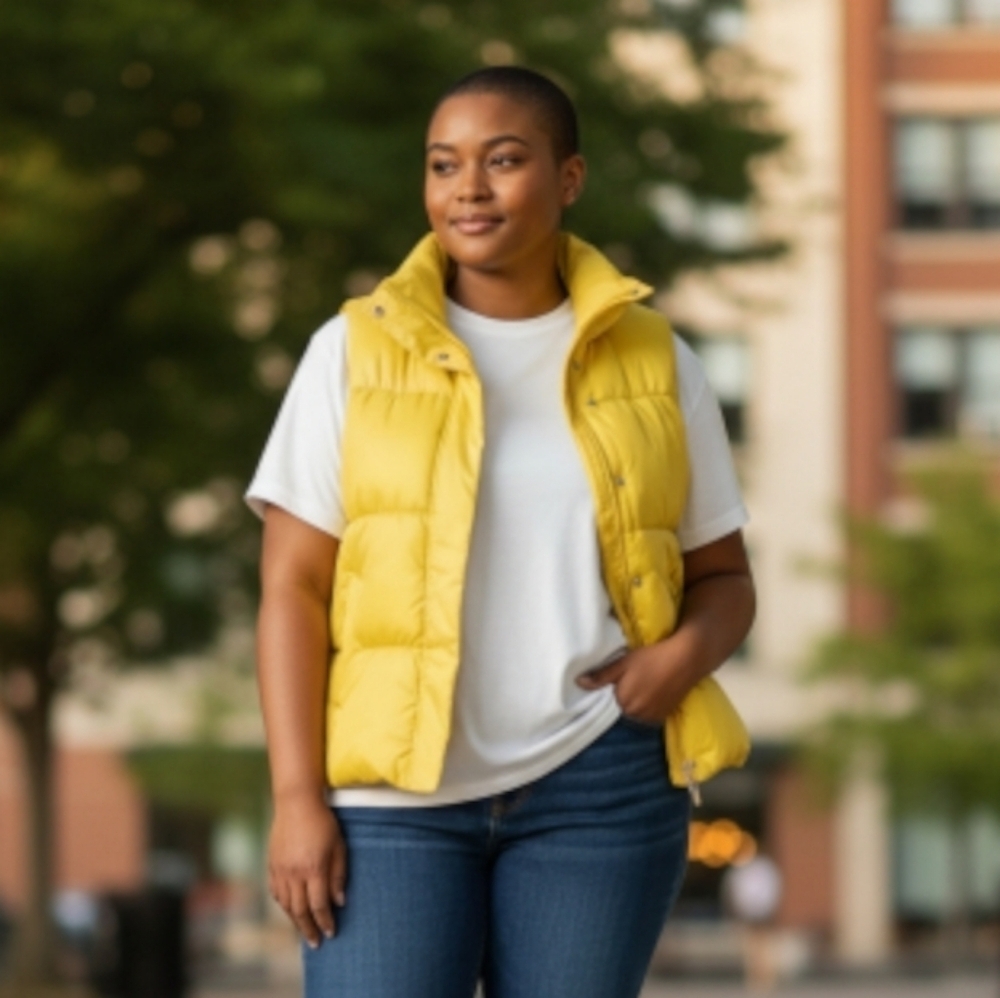 GAP Down Filled Puffer Vest Canary Yellow XL